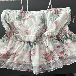 Floral Sheer Ruffle Top